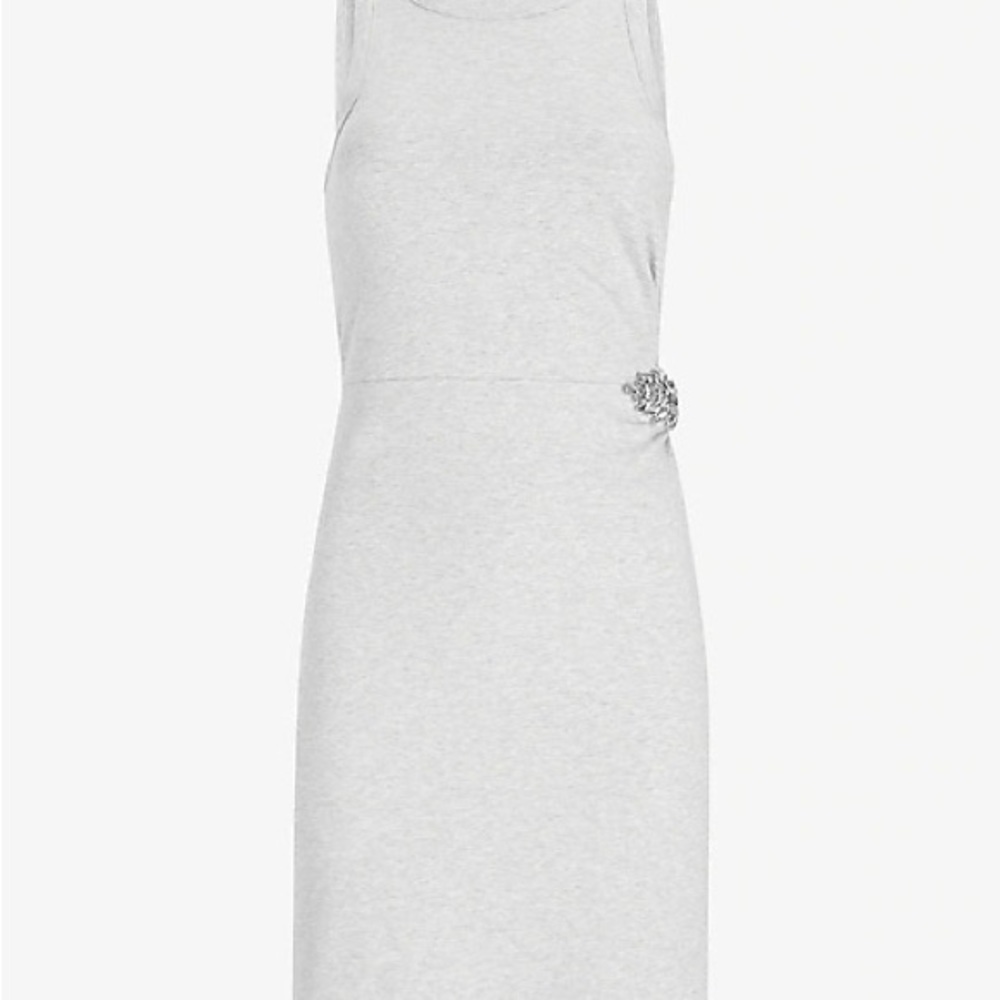 NWT express tank dress sleeveless crystal brooch detail Large petite grey